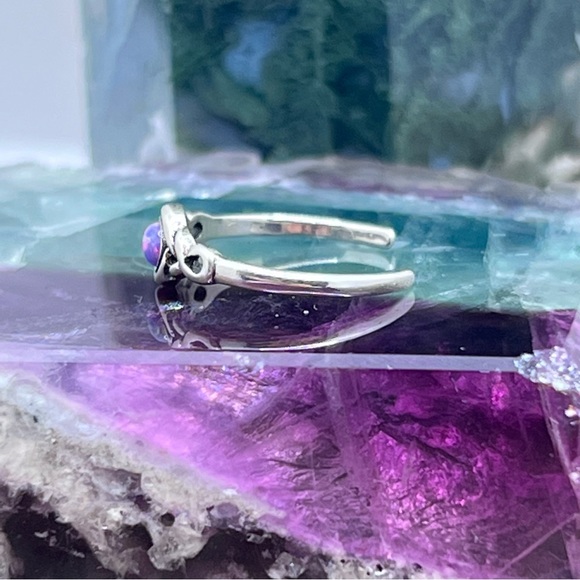 Sterling Silver 925 Pink Opalite Dainty Adjustable Toe Ring - Picture 5 of 7